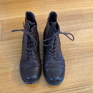 Dark brown lace up ankle boots